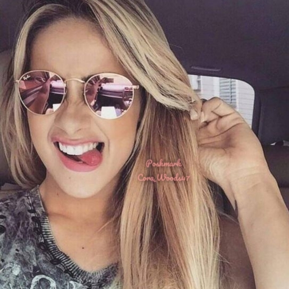 RayBan Round Metal Pink Flash Lenses RB3447 Gold Frame Unisex New - Picture 14 of 15